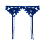 Load image into Gallery viewer, Rosie Lace &amp; Mesh Suspenders Blue

